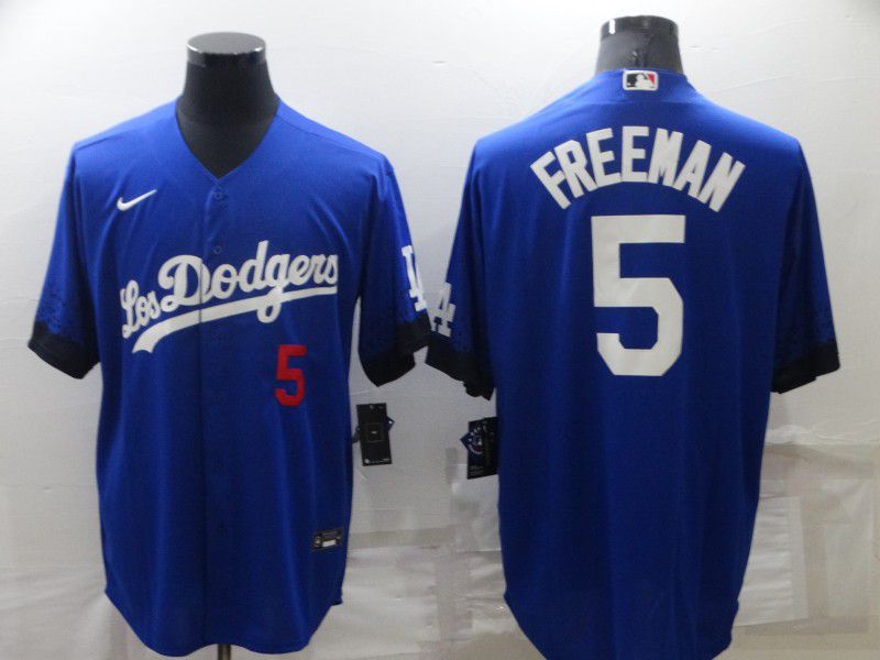 Men Los Angeles Dodgers #5 Freddie Freeman Blue City Edition Game Nike 2022 MLB Jersey